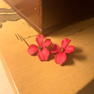 Anthropologie Pink Flower Post Earrings